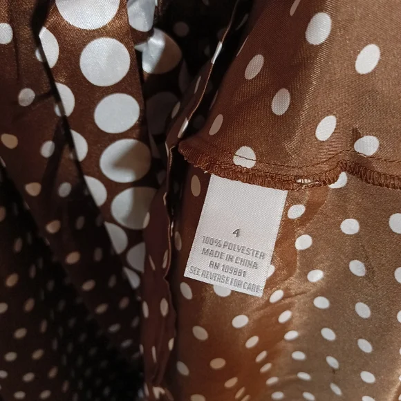 Vintage Dress Barn Brown Polka Dot Dress pretty woman Style Size 4 - Picture 4 of 5
